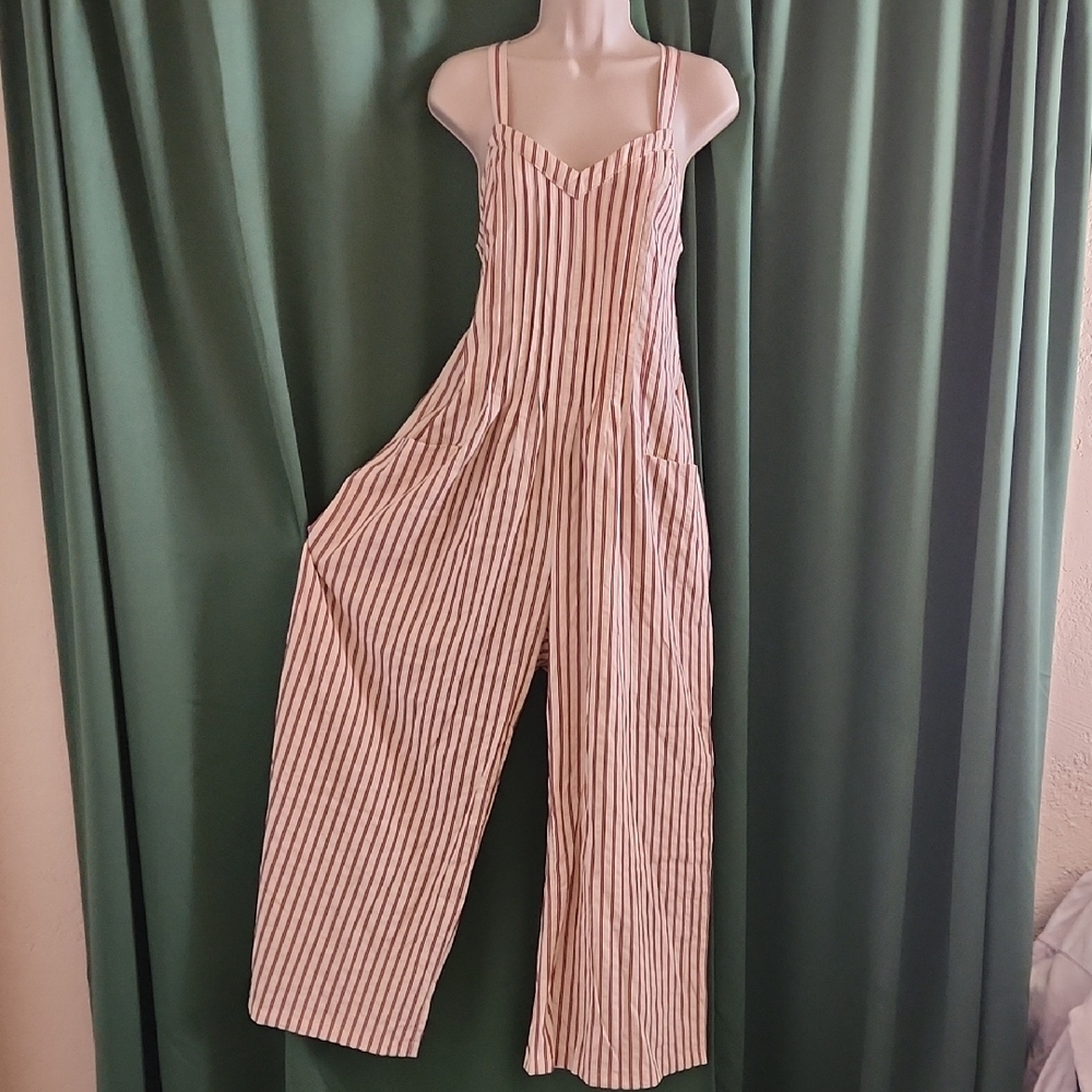 Never Worn Striped Women's Backless Jumpsuit